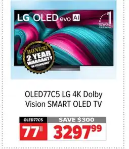 2001 Audio Video OLED77C5 LG 4K Dolby Vision SMART OLED TV offer