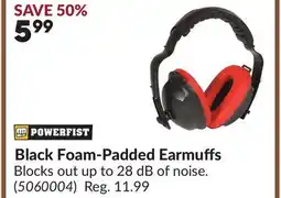 Princess Auto Black Foam-Padded Earmuffs offer