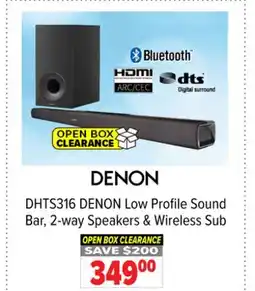 2001 Audio Video DHTS316 Low Profile Sound Bar, 2-way Speakers & Wireless Sub offer