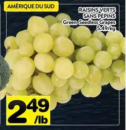 Supermarché PA RAISINS VERTS SANS PÉPINS | Green Seedless Grapes offer
