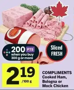 IGA Compliments cooked ham, bologna or mock chicken offer