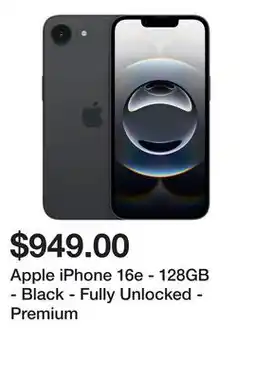 Newegg Apple iPhone 16e - 128GB - Black - Fully Unlocked - Premium offer