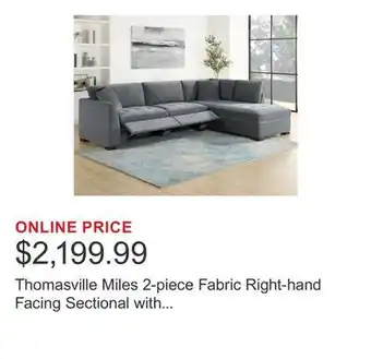 Costco Thomasville Miles 2-piece Fabric Right-hand Facing Sectional with Power Footrests offer