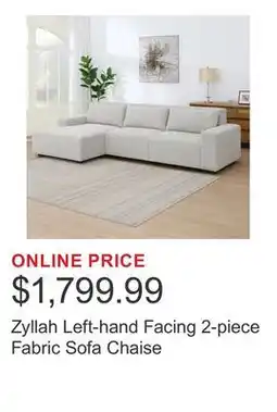 Costco Zyllah Left-hand Facing 2-piece Fabric Sofa Chaise offer