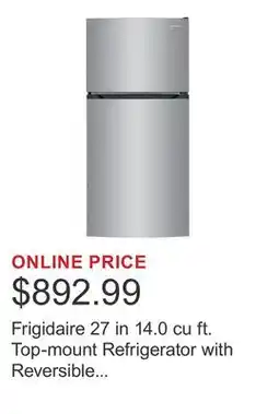 Costco Frigidaire 27 in 14.0 cu ft. Top-mount Refrigerator with Reversible Door offer
