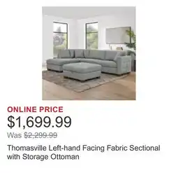 Costco Thomasville Left-hand Facing Fabric Sectional with Storage Ottoman offer