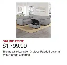 Costco Thomasville Langdon 3-piece Fabric Sectional with Storage Ottoman offer