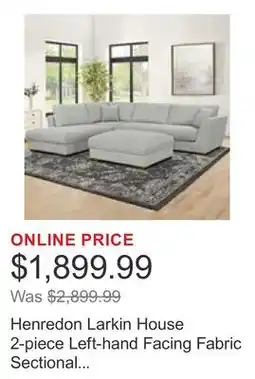 Costco Henredon Larkin House 2-piece Left-hand Facing Fabric Sectional with Storage Ottoman offer