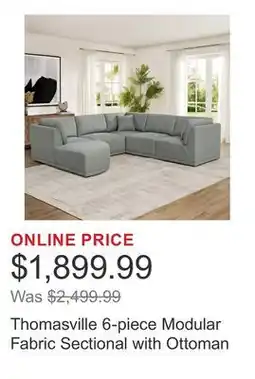 Costco Thomasville 6-piece Modular Fabric Sectional with Ottoman offer