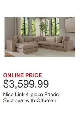 Costco Nice Link 4-piece Fabric Sectional with Ottoman offer
