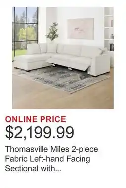 Costco Thomasville Miles 2-piece Fabric Left-hand Facing Sectional with Power Footrests offer