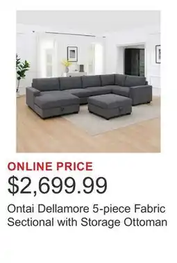 Costco Ontai Dellamore 5-piece Fabric Sectional with Storage Ottoman offer