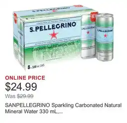 Costco SANPELLEGRINO Sparkling Carbonated Natural Mineral Water 330 mL, 24-pack offer
