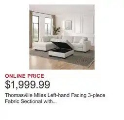Costco Thomasville Miles Left-hand Facing 3-piece Fabric Sectional with Storage Ottoman offer