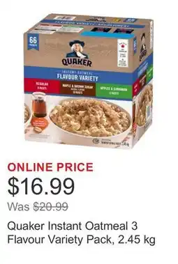 Costco Quaker Instant Oatmeal 3 Flavour Variety Pack offer
