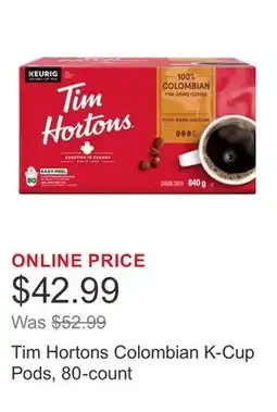 Costco Tim Hortons Colombian K-Cup Pods, 80-count offer