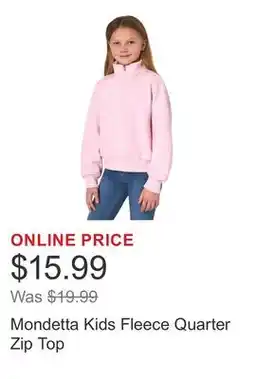 Costco Mondetta Kids Fleece Quarter Zip Top offer