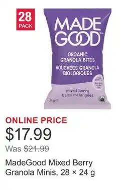 Costco MadeGood Mixed Berry Granola Minis, 28 × offer