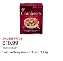 Costco Post Cranberry Almond Crunch offer