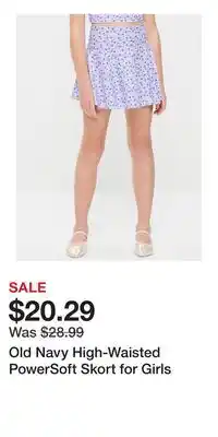 Old Navy Old Navy High-Waisted PowerSoft Skort for Girls offer