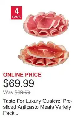 Costco Taste For Luxury Gualerzi Pre-sliced Antipasto Meats Variety Pack 80 g (2.8 oz) × 8 pack offer