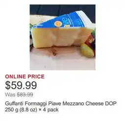Costco Guffanti Formaggi Piave Mezzano Cheese DOP 250 g (8.8 oz) × offer