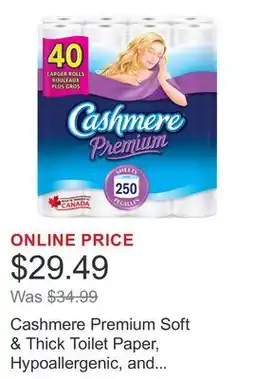 Costco Cashmere Premium Soft & Thick Toilet Paper, Hypoallergenic, and Septic Safe, 40-pack offer