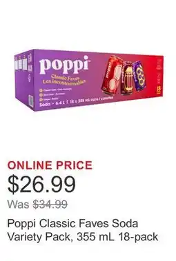 Costco Poppi Classic Faves Soda Variety Pack, 355 mL 18-pack offer