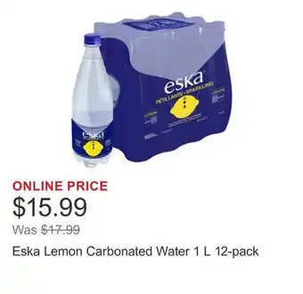 Costco Eska Lemon Carbonated Water 1 L 12-pack offer