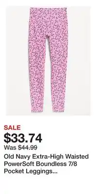 Old Navy Old Navy Extra-High Waisted PowerSoft Boundless 7/8 Pocket Leggings – No Front Seam offer