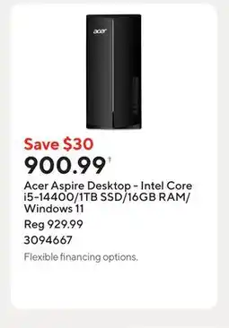 Staples Acer Aspire Desktop - Intel Core i5-14400/1TB SSD/16GB RAM/Windows 11 offer