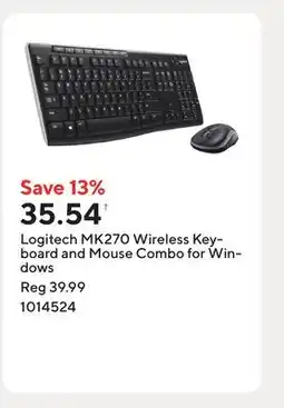 Staples Logitech MK270 Wireless Keyboard and Mouse Combo for Windows offer