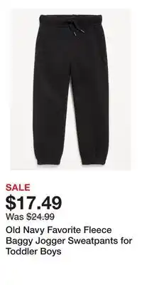 Old Navy Old Navy Favorite Fleece Baggy Jogger Sweatpants for Toddler Boys offer