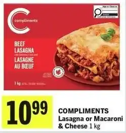 IGA Compliments lasagna or macaroni & cheese offer