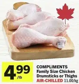 IGA Compliments family size chicken drumsticks or thighs offer