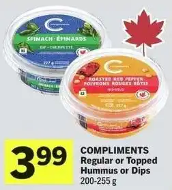 IGA Compliments regular or topped hummus or dips offer