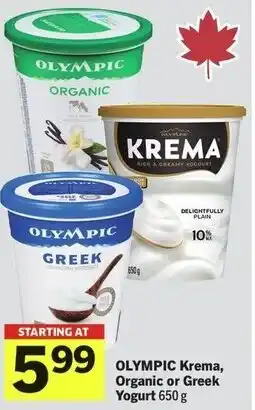 IGA Olympic krema, organic or greek yogurt offer