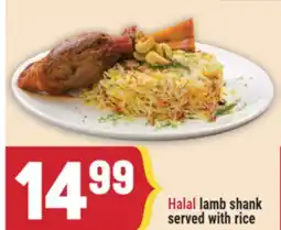 Marché Adonis Lamb shank served with rice offer