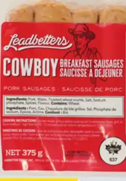 Giant Tiger Leadbetters Cowboy Breakfast Sausages or Legacy Boneless Pork Chops offer