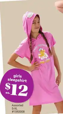Giant Tiger girls sleepshirt offer