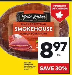 Giant Tiger Gold Label Smokehouse black forest ham offer