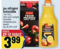 Marché Adonis jus réfrigéré Irrésistible | Irrésistible refrigerated juice, deposit offer