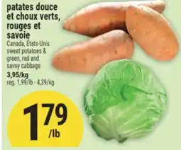 Marché Adonis PATATES DOUCE ET CHOUX VERTS, ROUGES ET SAVOIE | SWEET POTATOES & GREEN, RED AND SAVOY CABBAGE offer