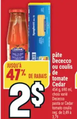 Marché Adonis PÂTE DECECCO OU COULIS DE TOMATE CEDAR | DECECCO PASTA OR CEDAR TOMATO COULIS offer
