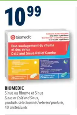 Familiprix BIOMEDIC Sinus or Cold and Sinus, selected products, 40 units offer