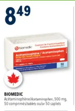 Familiprix Biomedic extra strength acetaminophen caplets for adults 50un offer