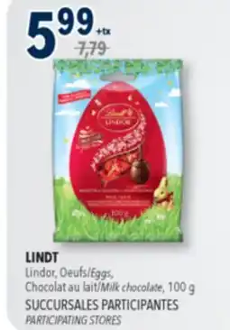 Familiprix LINDT Lindor, Eggs Milk chocolate, 100g PARTICIPATING STORES offer