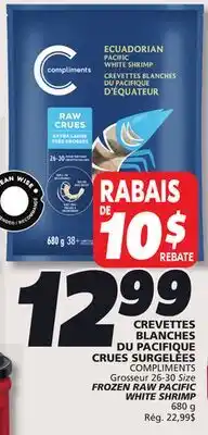 IGA COMPLIMENTS FROZEN RAW PACIFIC WHITE SHRIMP offer