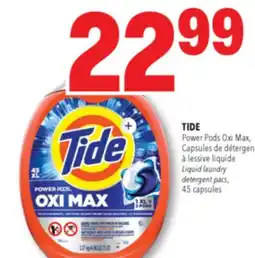 Familiprix TIDE, Power Pods Oxi Max, Liquid laundry detergent pacs, 45 capsules offer