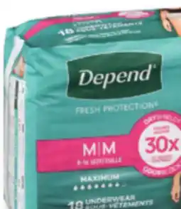 Familiprix DEPEND, Selected products and sizes offer